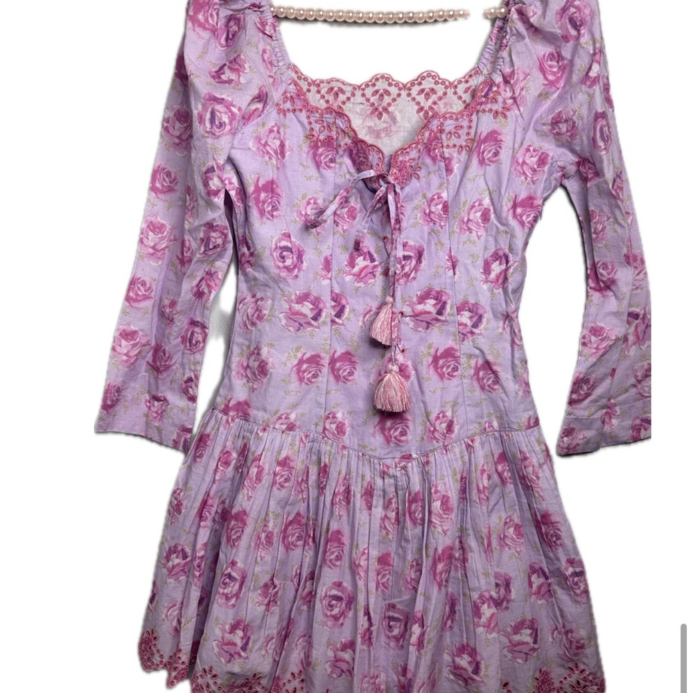 Love Shack Fancy- Floral Pink and Purple Dress